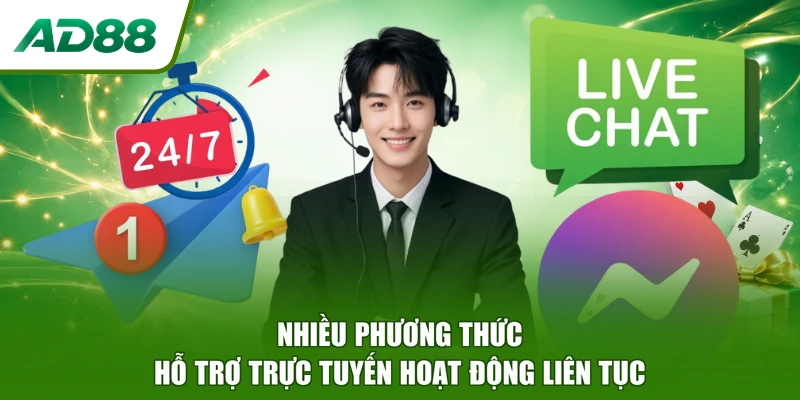 Nhiều phương thức hỗ trợ trực tuyến hoạt động liên tục