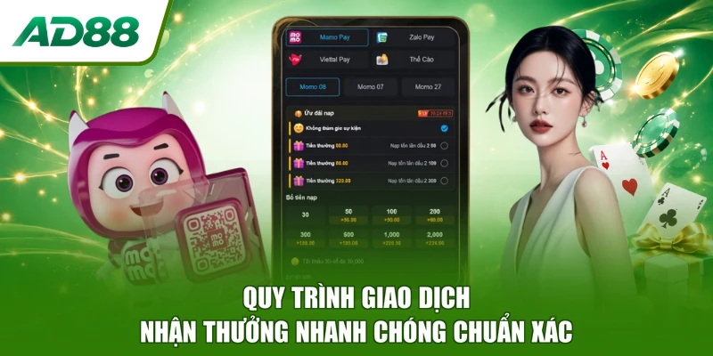 Quy trình giao dịch nhận thưởng nhanh chóng chuẩn xác